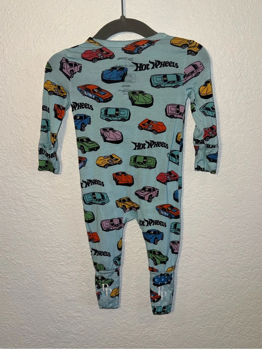 Hot Wheels x Posh Peanut Car Print Light Blue Baby Boy Zip Front Sleeper 0-3M